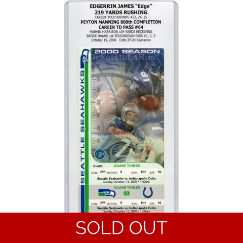 Edgerrin James 219 YARDS RECORD 2000 NFL Colts @ Seahawks 10/15 Full Ticket HOF